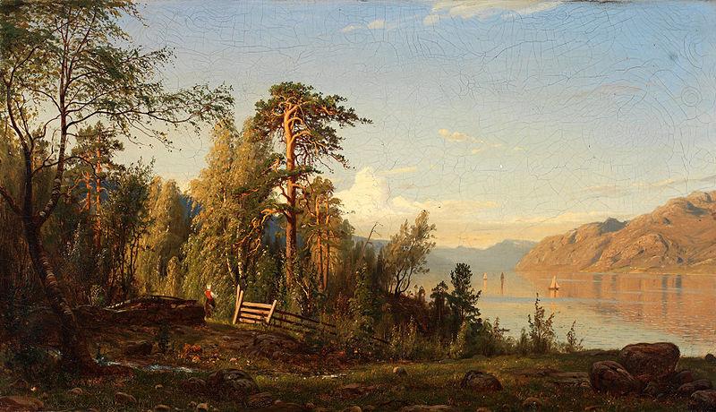 Amaldus Nielsen Fjordparti oil painting image